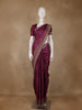 Wine Floral Embroidered Tussar Silk Saree - Diadem