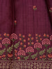 Wine Floral Embroidered Tussar Silk Saree - Diadem