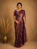 Wine Floral Printed Chandheri Cotton Saree