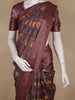 Wine Floral Printed Chandheri Cotton Saree