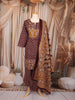 Wine Floral Printed Cotton Palazzo Suit with Printed Dupatta