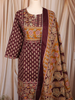 Wine Floral Printed Cotton Palazzo Suit with Printed Dupatta