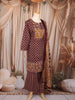 Wine Floral Printed Cotton Palazzo Suit with Printed Dupatta