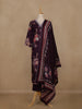 Wine Floral Printed Cotton Salwar Suit With Dupatta