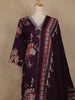 Wine Floral Printed Cotton Salwar Suit With Dupatta