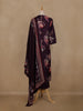 Wine Floral Printed Cotton Salwar Suit With Dupatta