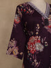 Wine Floral Printed Cotton Salwar Suit With Dupatta