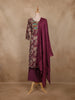Wine Floral Printed Cotton Salwar Suit with Dupatta