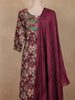 Wine Floral Printed Cotton Salwar Suit with Dupatta