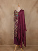 Wine Floral Printed Cotton Salwar Suit with Dupatta