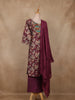 Wine Floral Printed Cotton Salwar Suit with Dupatta