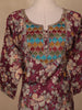 Wine Floral Printed Cotton Salwar Suit with Dupatta