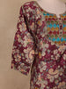 Wine Floral Printed Cotton Salwar Suit with Dupatta