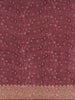 Wine Floral Printed Design Banarasi Saree with Zari Border