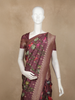 Wine Floral Printed Design Banarasi Saree with Zari Border