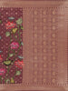 Wine Floral Printed Design Banarasi Saree with Zari Border