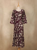 Wine Floral Printed Design Cotton Kurti