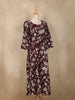 Wine Floral Printed Design Cotton Kurti