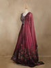Wine Floral Printed Design Organza Lehenga