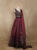 Wine Floral Printed Design Organza Lehenga