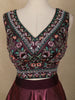 Wine Floral Printed Design Organza Lehenga