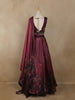 Wine Floral Printed Design Organza Lehenga