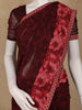 Wine Floral Printed Georgette Saree