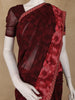 Wine Floral Printed Georgette Saree