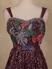Wine Floral Sequins Embroidered Design Georgette Gown