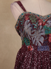 Wine Floral Sequins Embroidered Design Georgette Gown