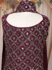 Wine Sequins Embroidered Design Georgette Kids Palazzo Suit with Dupatta