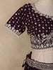 Wine Floral Sequins Embroidered Georgette Lehenga Set with Net Dupatta