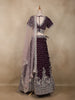 Wine Floral Sequins Embroidered Georgette Lehenga Set with Net Dupatta