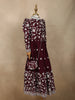 Wine Floral Thread Embroidered Design Chiffon Kids Lehenga with Potli Bag