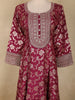 Wine Floral Woven Banarasi Silk Gown with Dupatta