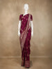 Wine Floral Zari Woven Banarasi Silk Saree with Designer Border
