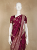 Wine Floral Zari Woven Banarasi Silk Saree with Designer Border