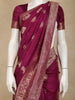 Wine Floral Zari Woven Banarasi Silk Saree with Designer Border