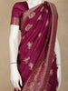 Wine Floral Zari Woven Banarasi Silk Saree with Designer Border
