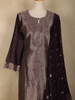 Wine Floral Zari Woven Design Silk Straight Suit with Dupatta