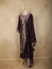 Wine Floral Zari Woven Design Silk Straight Suit with Dupatta