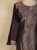 Wine Floral Zari Woven Design Silk Straight Suit with Dupatta