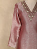 Wine Floral Zari Woven Design Tissue Silk Straight Cut Salwar Suit