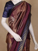 Wine Geometric Design Semi Tussar Silk Saree