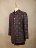 Wine Geometric Thread Embroidered Design Velvet Indo-Western Sherwani Set
