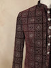Wine Geometric Thread Embroidered Design Velvet Indo-Western Sherwani Set