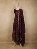 Wine Gold Butta Woven Design Banarasi Silk Palazzo Suit with Dupatta