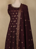 Wine Gold Butta Woven Design Banarasi Silk Palazzo Suit with Dupatta