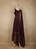 Wine Gold Butta Woven Design Banarasi Silk Palazzo Suit with Dupatta