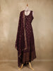 Wine Gold Butta Woven Design Banarasi Silk Palazzo Suit with Dupatta